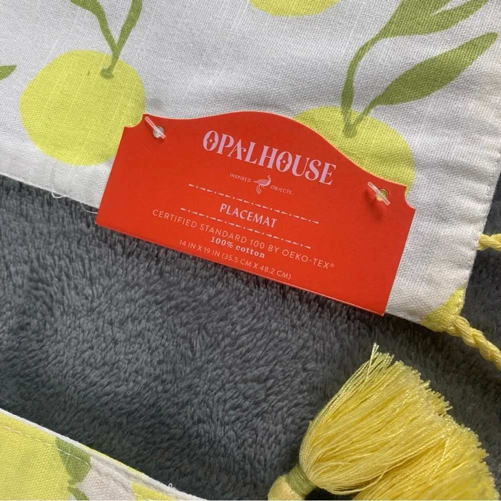 NWT Opal House 6 Placemats & Table Runner Set Of 7 Lemons Cottage Core Retro